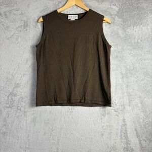 Vintage Silk Blend Knit Tank Top Large Brown Sleeveless Luxury Gilmore Girls